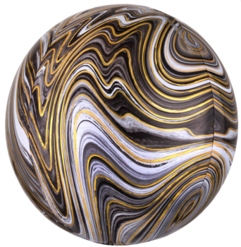 XL Folienballon Orbz - ​Kugel, schwarz marblez - ø 40cm